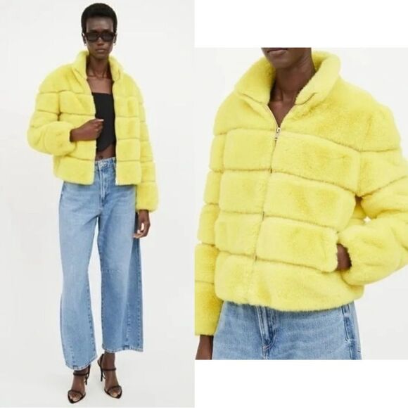 Generation Love Jackets & Blazers - NWT Generation Love Jodi Faux Fur Bomber Jacket in Yellow